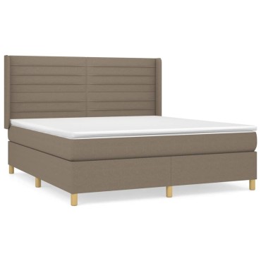 vidaXL Κρεβάτι Boxspring με Στρώμα Taupe 180x200 εκ. Υφασμάτινο