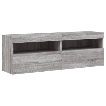 vidaXL Έπιπλα Τοίχου Τηλ. με LED 2 τεμ. Γκρι Sonoma 60x30x40cm