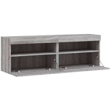 vidaXL Έπιπλα Τοίχου Τηλ. με LED 2 τεμ. Γκρι Sonoma 60x30x40cm