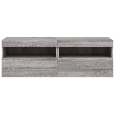 vidaXL Έπιπλα Τοίχου Τηλ. με LED 2 τεμ. Γκρι Sonoma 60x30x40cm