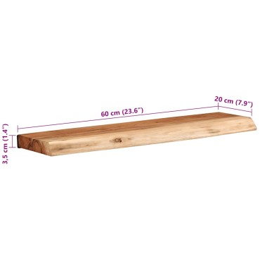 vidaXL Ράφια Τοίχου 2 τεμ. 60x20x3,5cm από Μασίφ Ξύλο Ακακίας