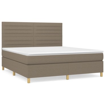 vidaXL Κρεβάτι Boxspring με Στρώμα Taupe 180x200 εκ. Υφασμάτινο