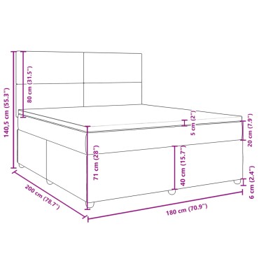vidaXL Κρεβάτι Boxspring με Στρώμα Taupe 180x200 εκ. Υφασμάτινο