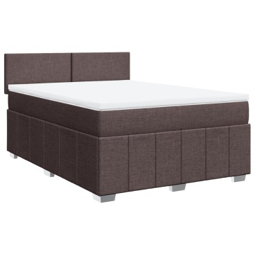 vidaXL Κρεβάτι Boxspring με Στρώμα Σκούρο Καφέ 160x200 εκ Υφασμάτινο