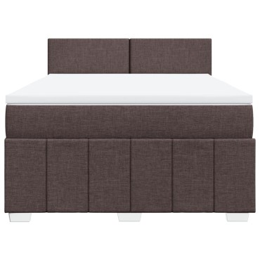 vidaXL Κρεβάτι Boxspring με Στρώμα Σκούρο Καφέ 160x200 εκ Υφασμάτινο