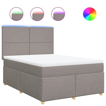vidaXL Κρεβάτι Boxspring με Στρώμα Taupe 140x200 εκ. Υφασμάτινο