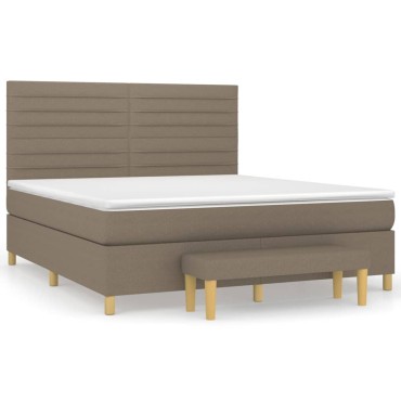 vidaXL Κρεβάτι Boxspring με Στρώμα Taupe 180x200 εκ. Υφασμάτινο