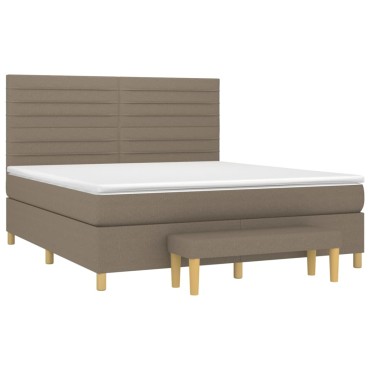 vidaXL Κρεβάτι Boxspring με Στρώμα Taupe 180x200 εκ. Υφασμάτινο