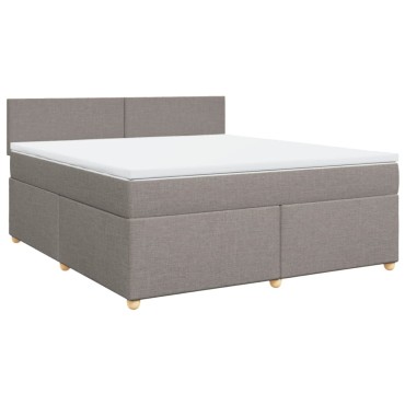 vidaXL Κρεβάτι Boxspring με Στρώμα Taupe 180x200 εκ. Υφασμάτινο