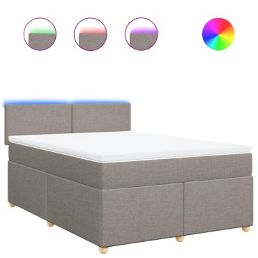vidaXL Κρεβάτι Boxspring με Στρώμα Taupe 140x200 εκ. Υφασμάτινο