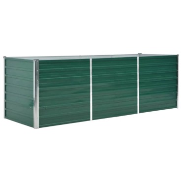 vidaXL Ζαρντινιέρα Υπερυψωμένη Πράσινη 240x80x77 εκ. Γαλβαν. Χάλυβας