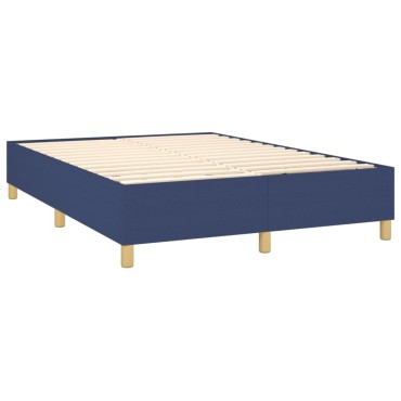 vidaXL Κρεβάτι Boxspring με Στρώμα Μπλε 140x190 εκ. Υφασμάτινο