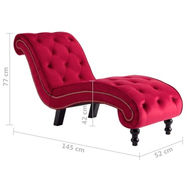 vidaXL Ανάκλιντρο Κόκκινο Βελούδινο 145x52x77cm 1 τεμ.