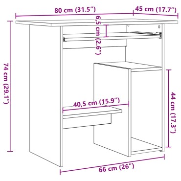 vidaXL Γραφείο Χρώμα Sonoma Δρυς 80x45x74cm από Επεξ. Ξύλο 1 τεμ.