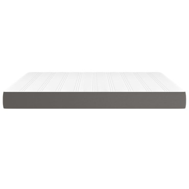 vidaXL Στρώμα με Pocket Springs Μεσαίας Σκληρότητας Γκρι 160x200x20cm Συνθετικό Δέρμα 1 τεμ. - Διπλό