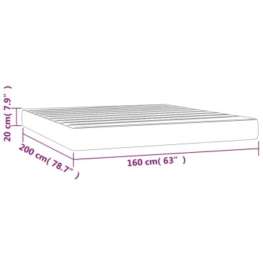 vidaXL Στρώμα με Pocket Springs Μεσαίας Σκληρότητας Γκρι 160x200x20cm Συνθετικό Δέρμα 1 τεμ. - Διπλό