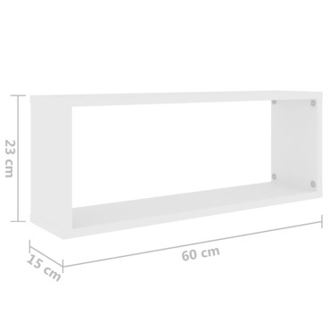 vidaXL Ράφια Κύβοι Τοίχου 2 τεμ. Λευκά 60x15x23cm από Επεξ. Ξύλο