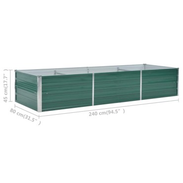 vidaXL Ζαρντινιέρα Υπερυψωμένη Γκρι 240x80x45 εκ. Γαλβανισμ. Χάλυβας