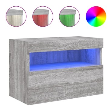 vidaXL Έπιπλο Τοίχου Τηλεόρασης με LED Γκρι Sonoma 60x30x40cm