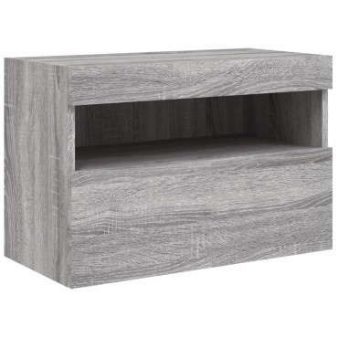 vidaXL Έπιπλο Τοίχου Τηλεόρασης με LED Γκρι Sonoma 60x30x40cm
