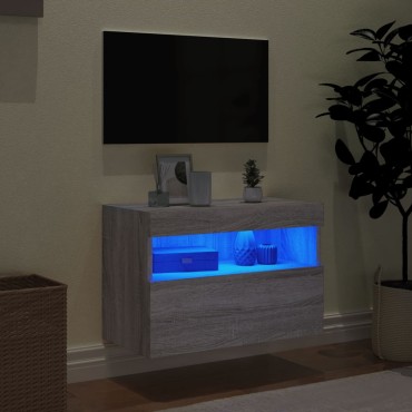 vidaXL Έπιπλο Τοίχου Τηλεόρασης με LED Γκρι Sonoma 60x30x40cm