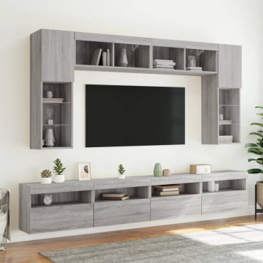 vidaXL Έπιπλο Τοίχου Τηλεόρασης με LED Γκρι Sonoma 60x30x40cm