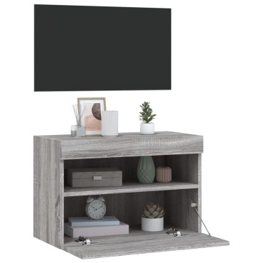 vidaXL Έπιπλο Τοίχου Τηλεόρασης με LED Γκρι Sonoma 60x30x40cm