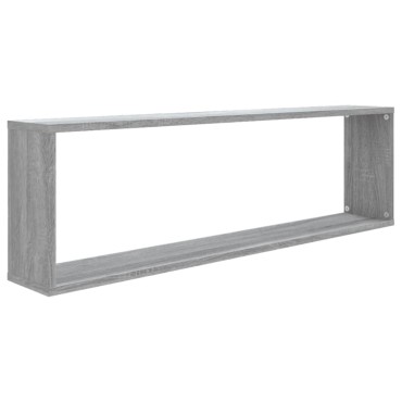 vidaXL Ραφιέρες Τοίχου Κύβος 4 τεμ. Γκρι Sonoma 100x15x30cm Επεξ. Ξύλο