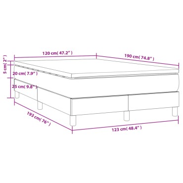 vidaXL Κρεβάτι Boxspring με Στρώμα Γκρι 120x190εκ. από Συνθετικό Δέρμα