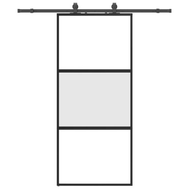 vidaXL Συρόμενη πόρτα με σετ υλικού Μαύρο 90x205 cm γυαλί μετριασμένο