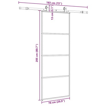 vidaXL Συρόμενη Πόρτα με Μηχανισμό Μαύρο 76x205 εκ. Γυαλί ESG