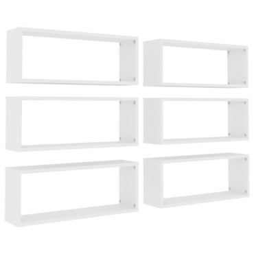vidaXL Ράφια Κύβοι Τοίχου 6 τεμ. Λευκά 60x15x23cm από Επεξ. Ξύλο