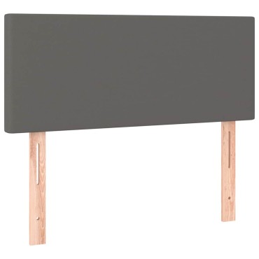 vidaXL Κρεβάτι Boxspring με Στρώμα & LED Γκρι 120x190 εκ. Συνθ. Δέρμα