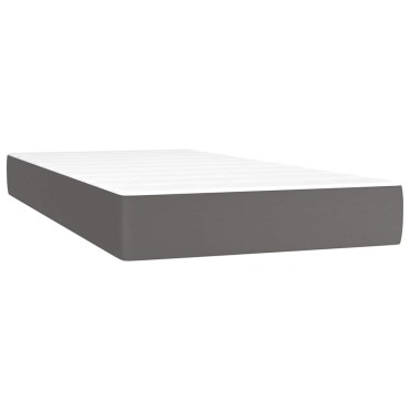 vidaXL Κρεβάτι Boxspring με Στρώμα & LED Γκρι 120x190 εκ. Συνθ. Δέρμα