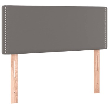 vidaXL Κρεβάτι Boxspring με Στρώμα & LED Γκρι 120x190 εκ. Συνθ. Δέρμα