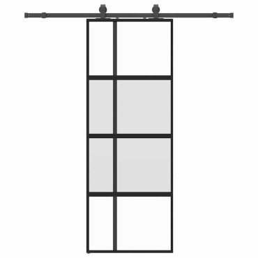 vidaXL Συρόμενη πόρτα με σετ υλικού Μαύρο 76x205 cm γυαλί μετριασμένο