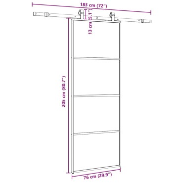 vidaXL Συρόμενη Πόρτα με Μηχανισμό Μαύρο 76x205 εκ. Γυαλί ESG