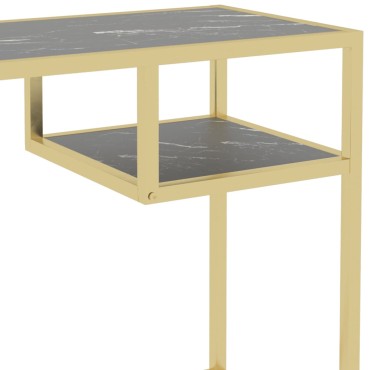 vidaXL Γραφείο Υπολογιστή Μαύρο Όψη Μαρμάρου 100x36x74cm Ψημένο Γυαλί 1 τεμ.
