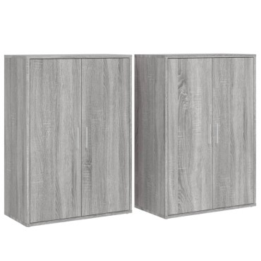 vidaXL Βοηθητικά Ντουλάπια 2 τεμ. Γκρι Sonoma 60x31x84cm Επεξ. Ξύλο