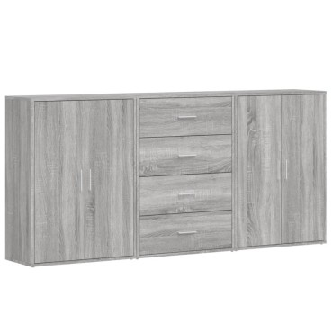 vidaXL Βοηθητικά Ντουλάπια 3 τεμ. Γκρι Sonoma 60x31x84cm Επεξ. Ξύλο