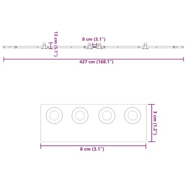 vidaXL Μηχανισμός Συρόμενης Μεσόπορτας Μαύρος 427 εκ. Ατσάλινος