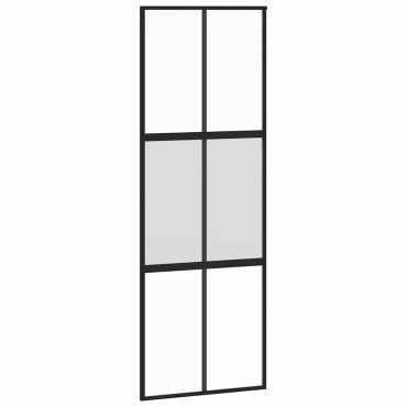 vidaXL Συρόμενη πόρτα με σετ υλικού 76x205 cm από γυαλί&Αλουμίνιο