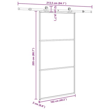vidaXL Συρόμενη πόρτα με σετ υλικού 102x205 cm ESG Γυαλί&Αλουμίνιο