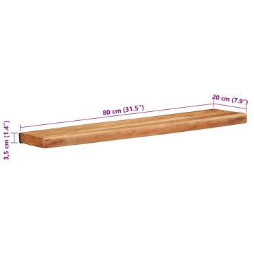 vidaXL Ράφια Τοίχου 2 τεμ. 80x20x3,5cm από Μασίφ Ξύλο Ακακίας