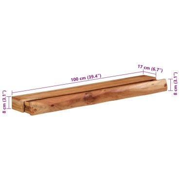 vidaXL Ράφια Τοίχου 2 τεμ. 100x17x8cm από Μασίφ Ξύλο Ακακίας