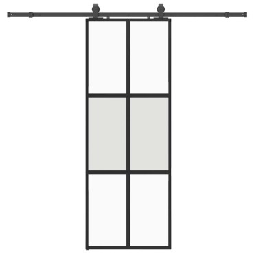 vidaXL Συρόμενη πόρτα με σετ υλικού Μαύρο 76x205 cm γυαλί μετριασμένο