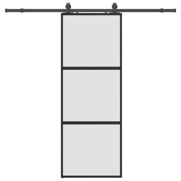 vidaXL Συρόμενη πόρτα με σετ υλικού Μαύρο 76x205 cm γυαλί μετριασμένο