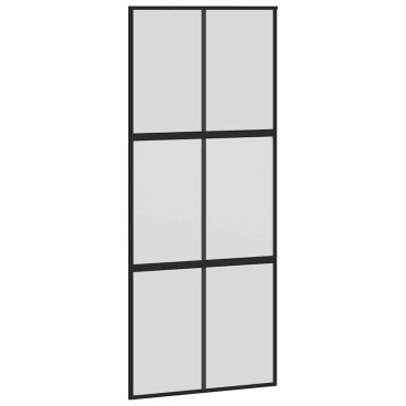 vidaXL Συρόμενη πόρτα με σετ υλικού Μαύρο 90x205 cm γυαλί μετριασμένο