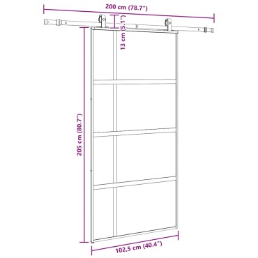 vidaXL Σετ συρόμενης πόρτας με υλικό μαύρο 102,5x205 cm