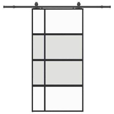 vidaXL Σετ συρόμενης πόρτας με υλικό μαύρο 102,5x205 cm